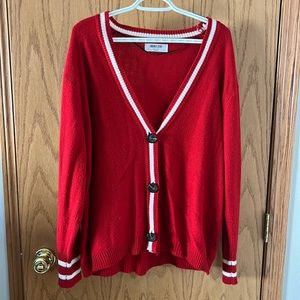 Red and White oversized cardigan